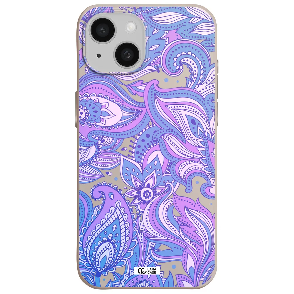 Purple Paisley Apple iPhone 15 Silicone Stone Case