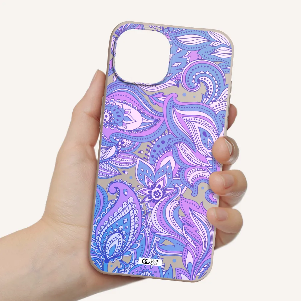 Purple Paisley Apple iPhone 15 Silicone Stone Case