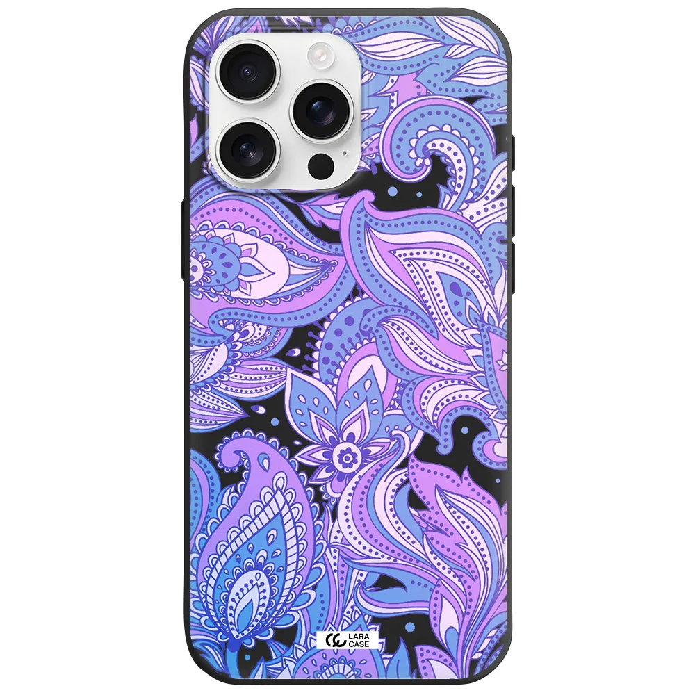 Purple Paisley Apple Iphone 16 Pro Max Silicone Black Case