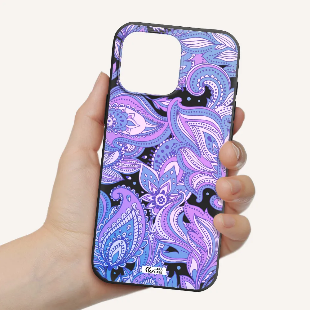 Purple Paisley Apple Iphone 16 Pro Max Silicone Black Case