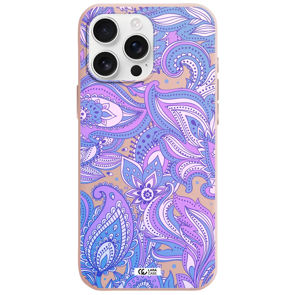 Purple Paisley Apple Iphone 16 Pro Max Silicone Pastel Pink Case