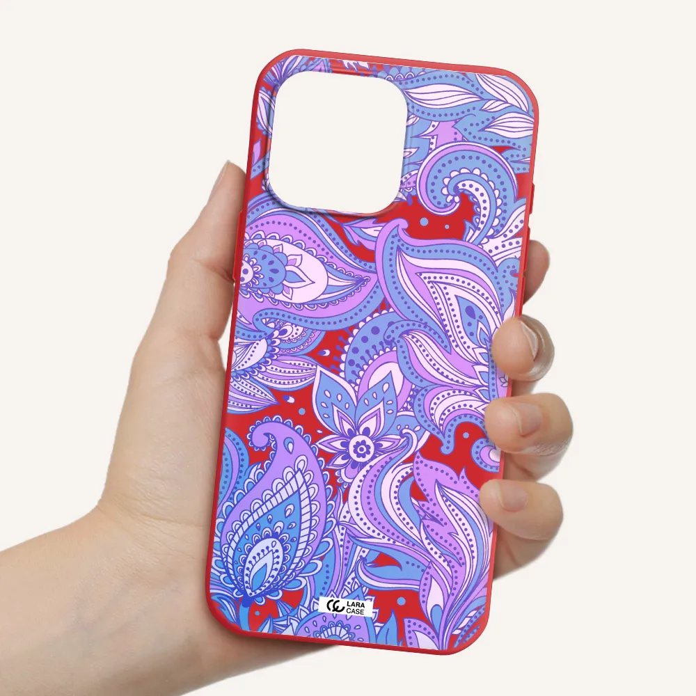 Purple Paisley Apple Iphone 16 Pro Max Silicone Stone Case