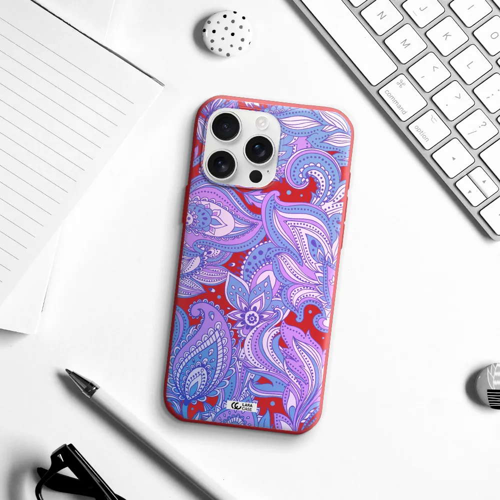 Purple Paisley Apple Iphone 16 Pro Max Silicone Stone Case