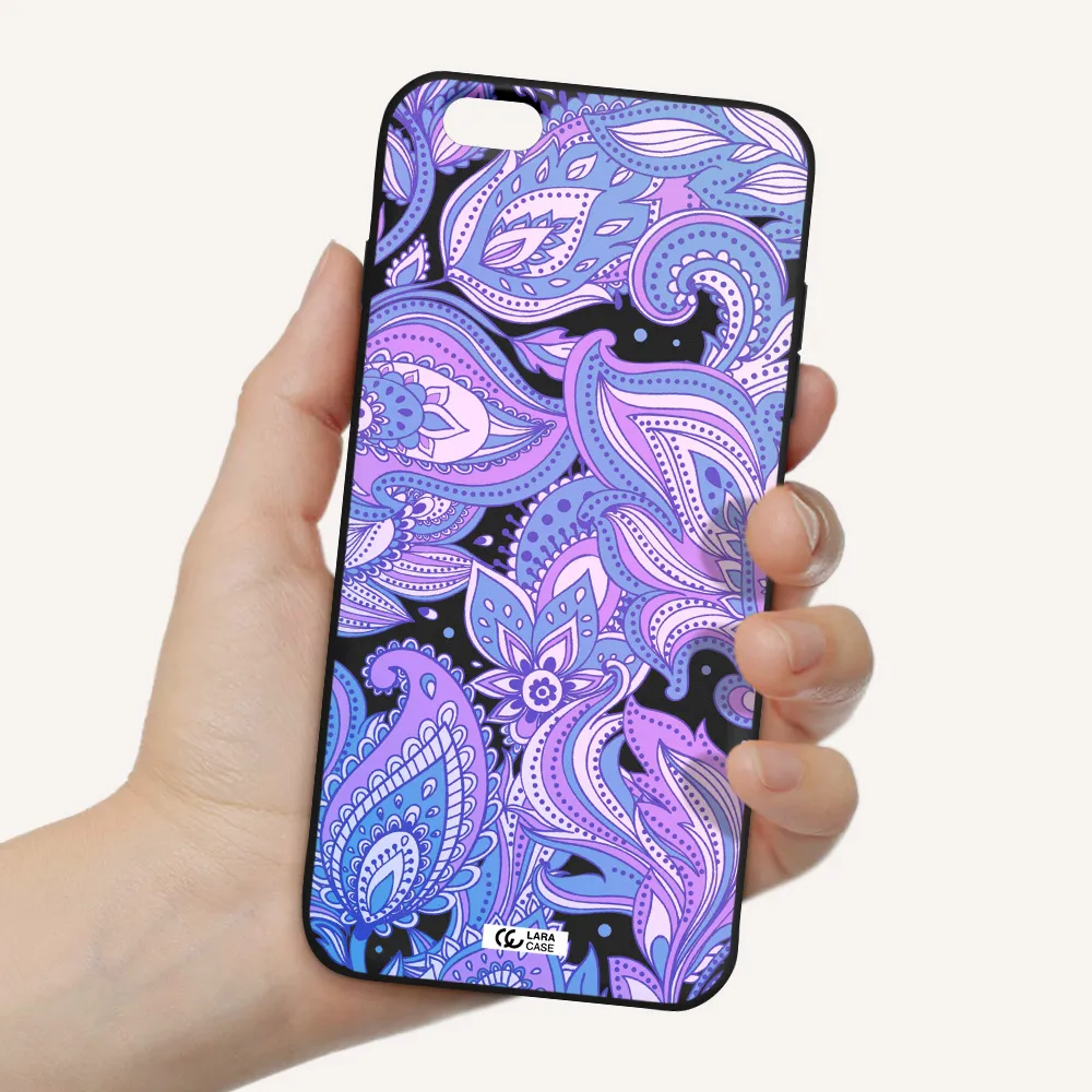 Purple Paisley Apple iPhone 6 plus Silicone black Case