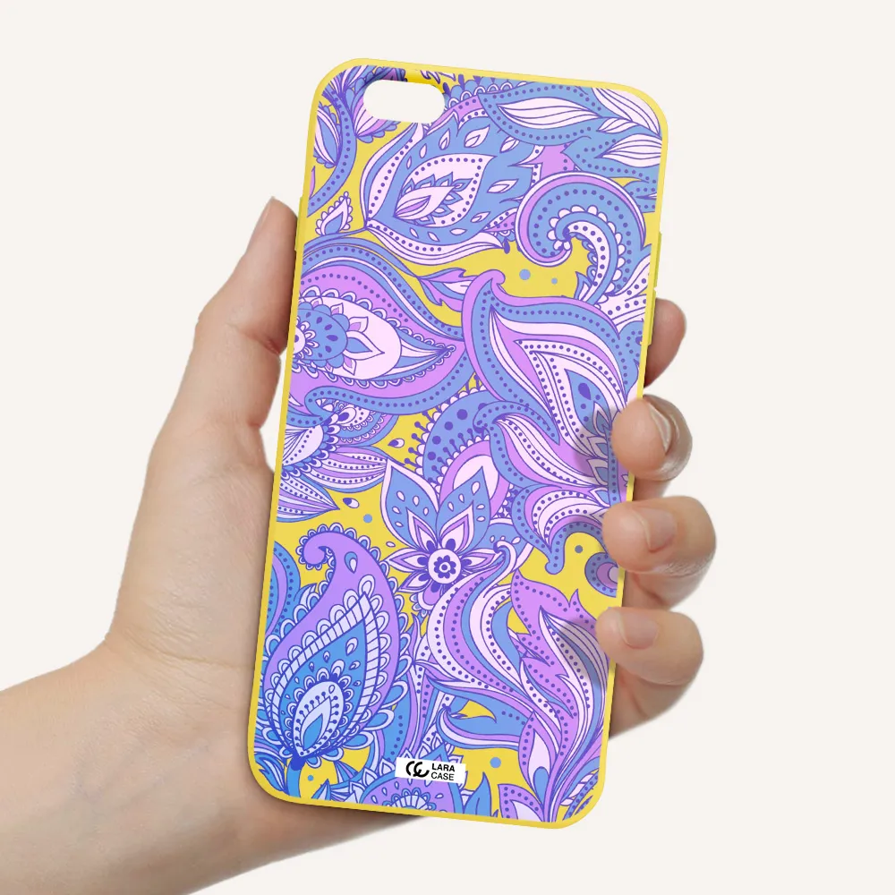 Purple Paisley Apple iPhone 6 plus Silicone canary yellow Case