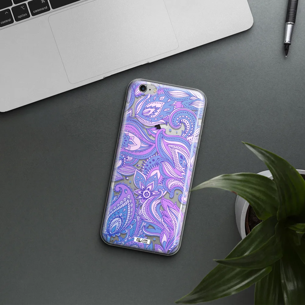 Purple Paisley Apple iPhone 6 s plus Clear TPU Case