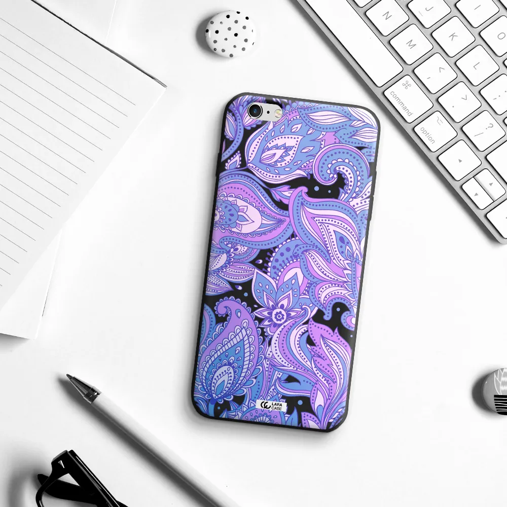 Purple Paisley Apple iPhone 6 s plus Silicone black Case