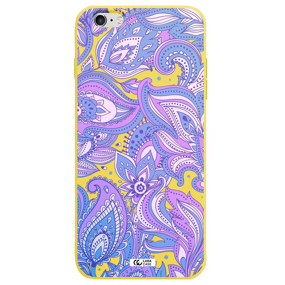 Purple Paisley Apple iPhone 6 s plus Silicone canary yellow Case