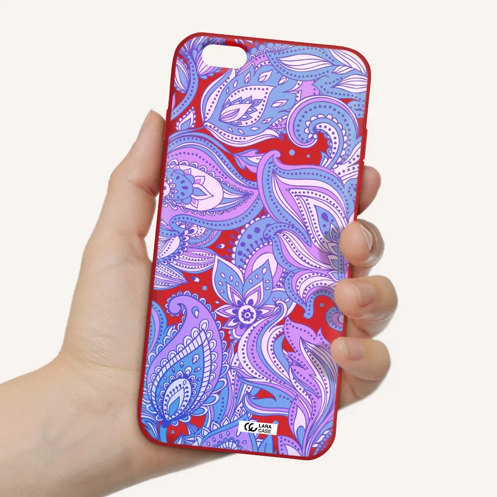 Purple Paisley Apple iPhone 6 s plus Silicone Imperial Red Case