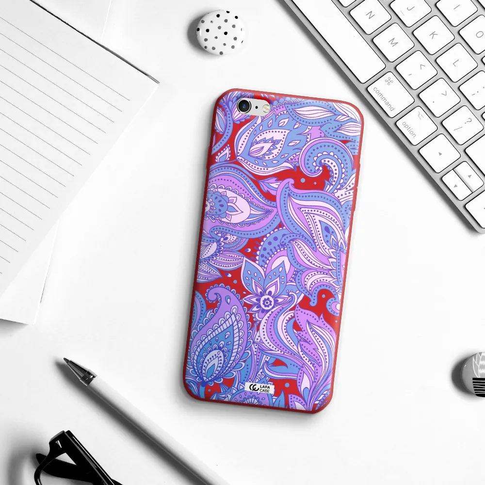 Purple Paisley Apple iPhone 6 s plus Silicone Imperial Red Case