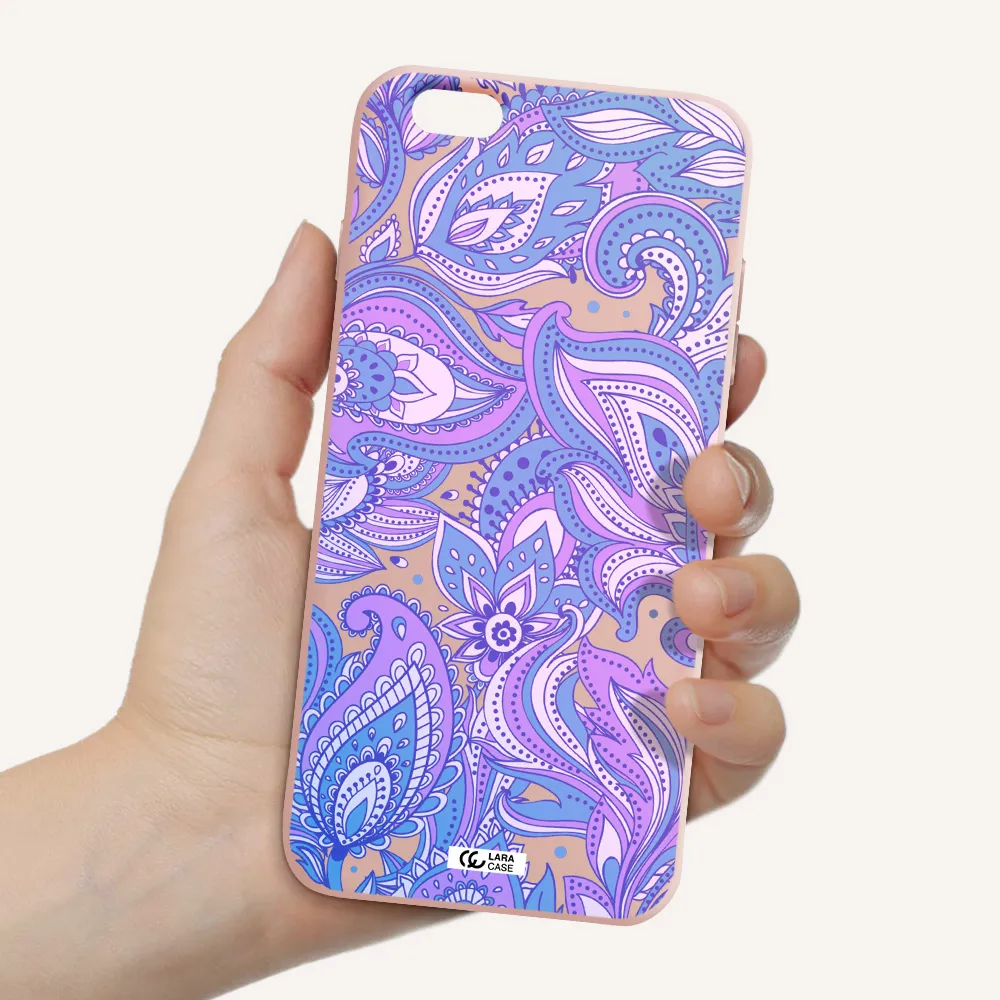 Purple Paisley Apple iPhone 6 s plus Silicone pastel pink Case