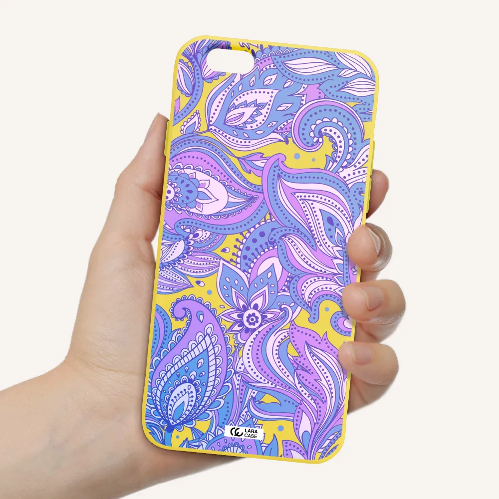 Purple Paisley Apple iPhone 6 Silicone canary yellow Case