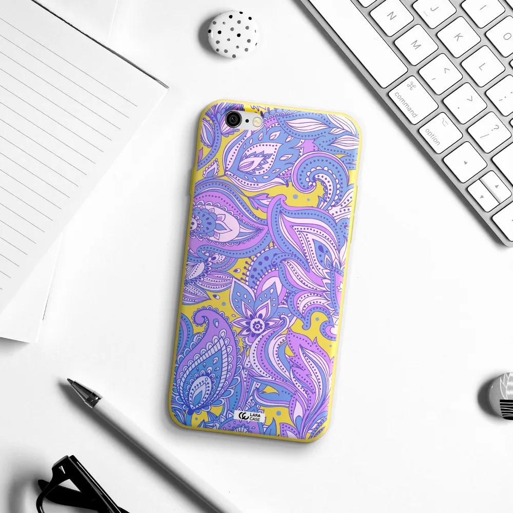 Purple Paisley Apple iPhone 6 Silicone canary yellow Case