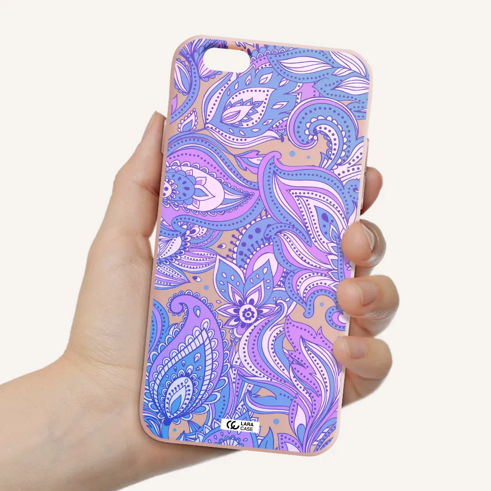 Purple Paisley Apple iPhone 6 Silicone pastel pink Case