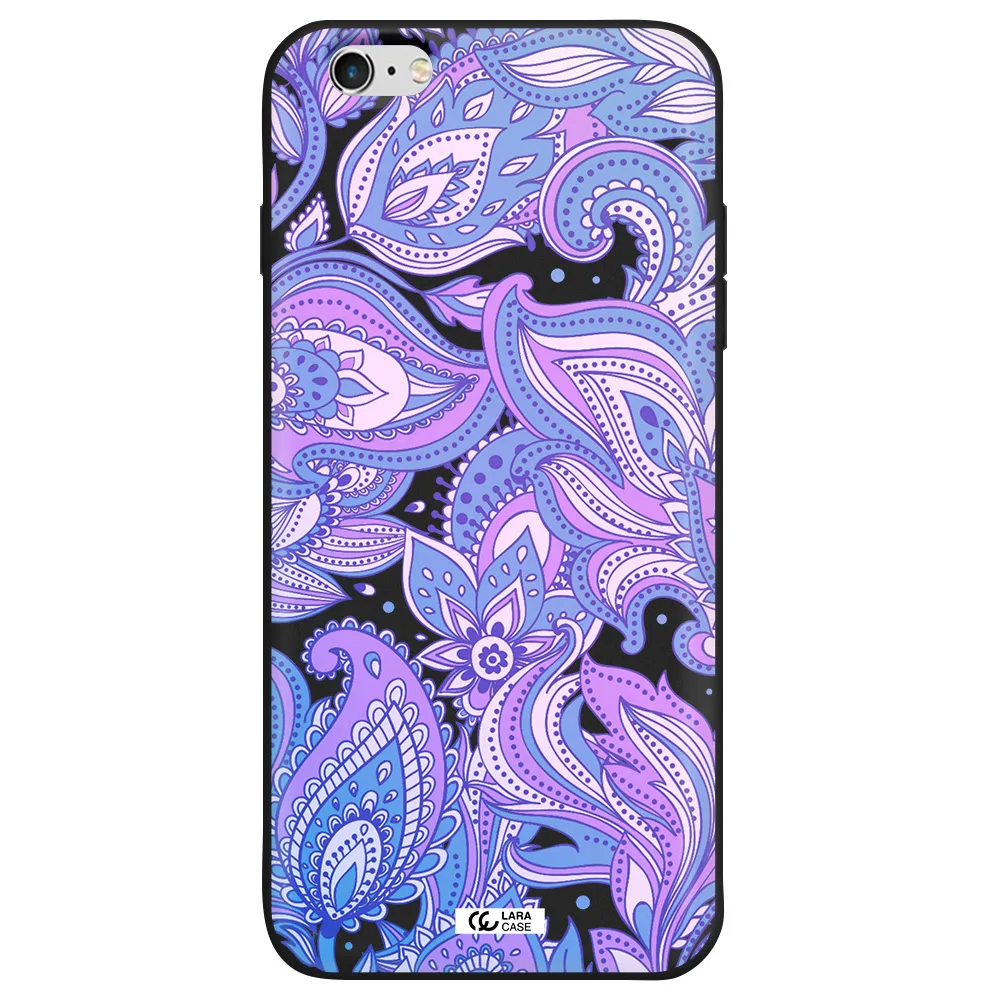 Purple Paisley Apple iPhone 6S Silicone black Case