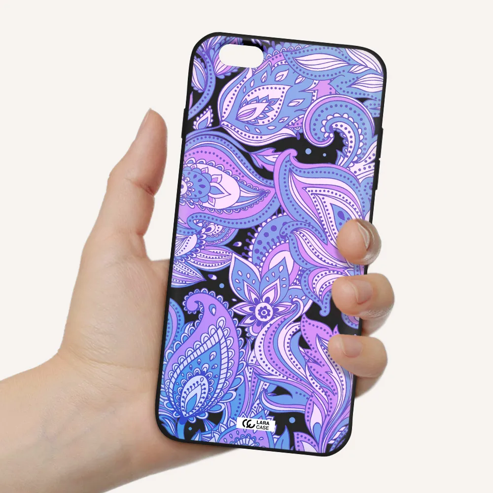 Purple Paisley Apple iPhone 6S Silicone black Case