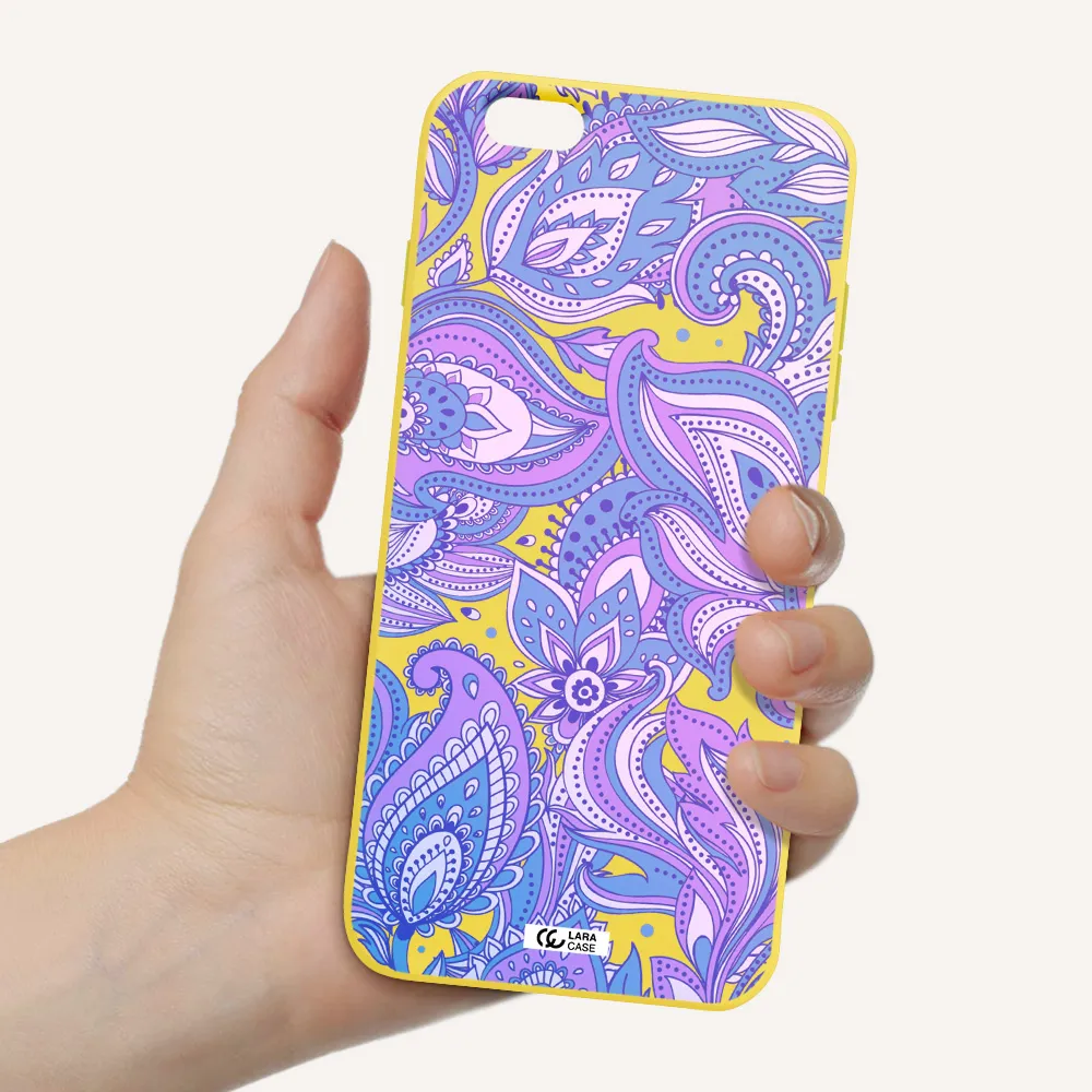 Purple Paisley Apple iPhone 6S Silicone canary yellow Case