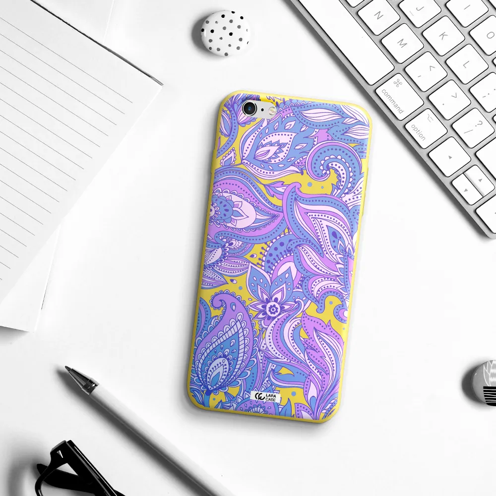 Purple Paisley Apple iPhone 6S Silicone canary yellow Case