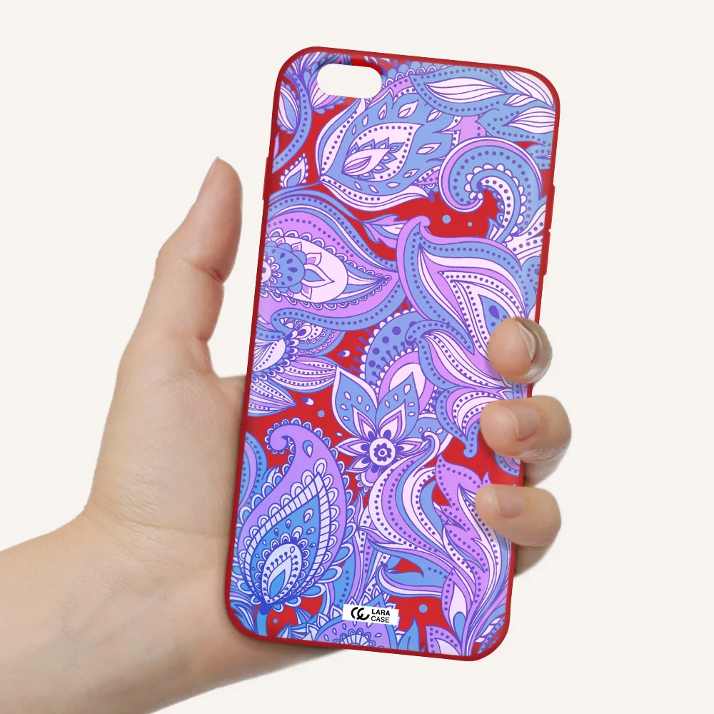 Purple Paisley Apple iPhone 6S Silicone Imperial Red Case