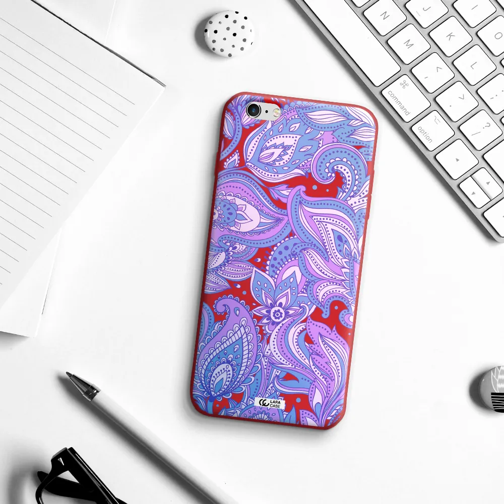 Purple Paisley Apple iPhone 6S Silicone Imperial Red Case