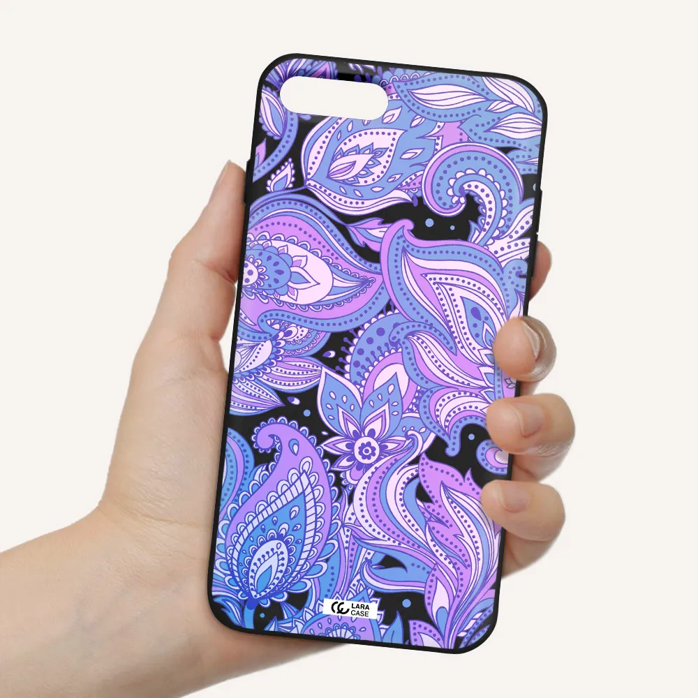 Purple Paisley Apple iPhone 7 plus Silicone black Case