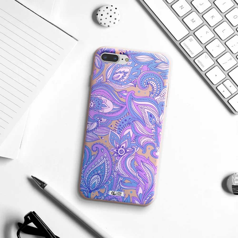 Purple Paisley Apple iPhone 7 plus Silicone pastel pink Case