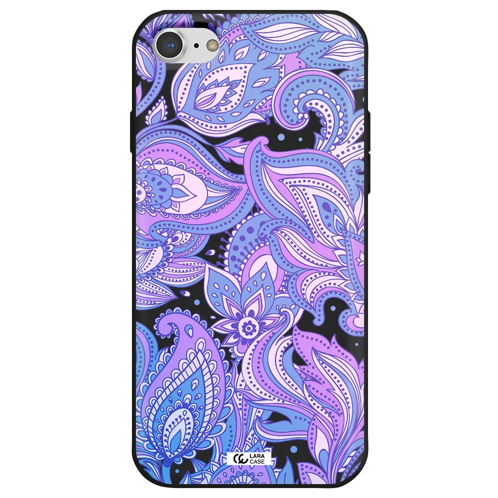Purple Paisley Apple iPhone 7 Silicone black Case
