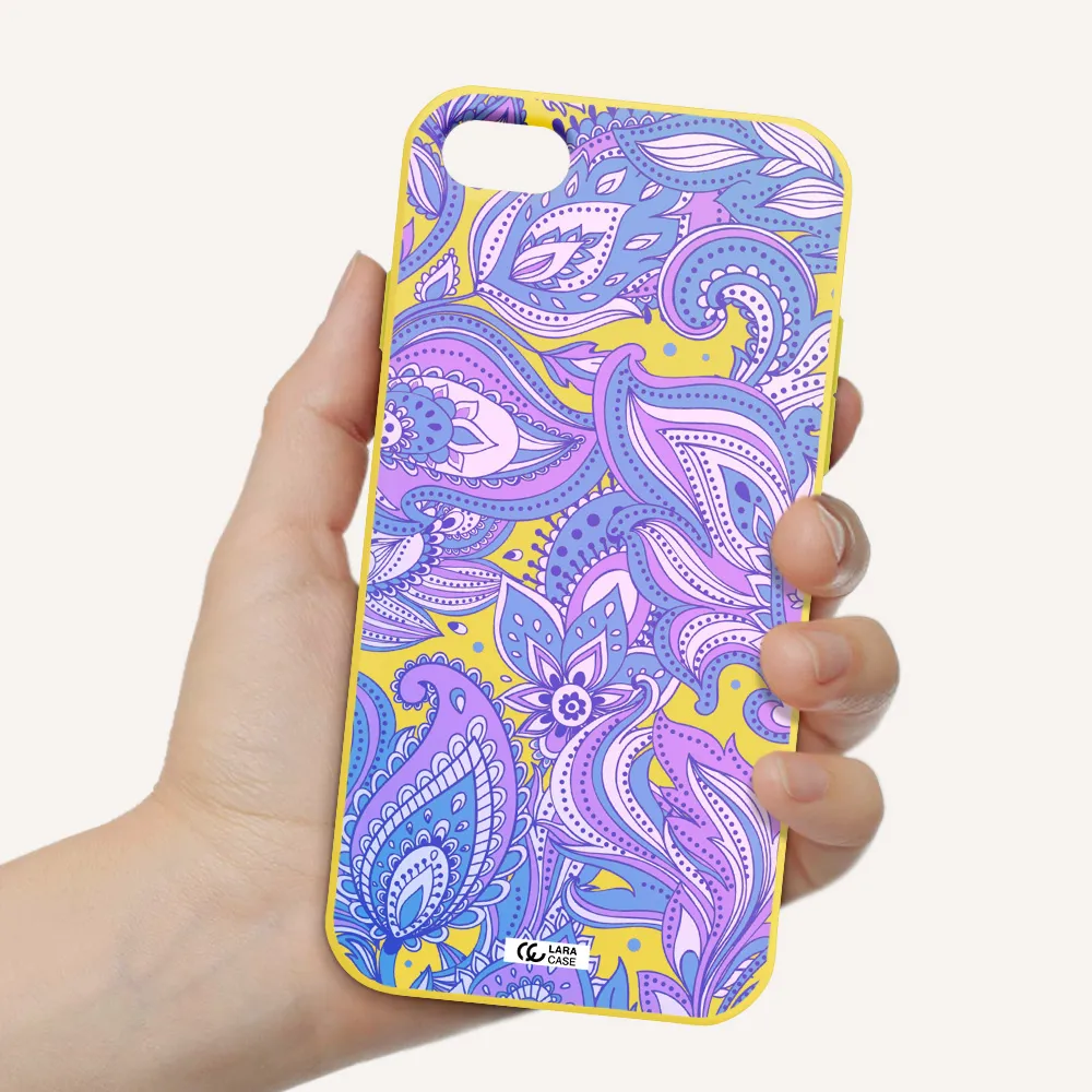 Purple Paisley Apple iPhone 7 Silicone canary yellow Case