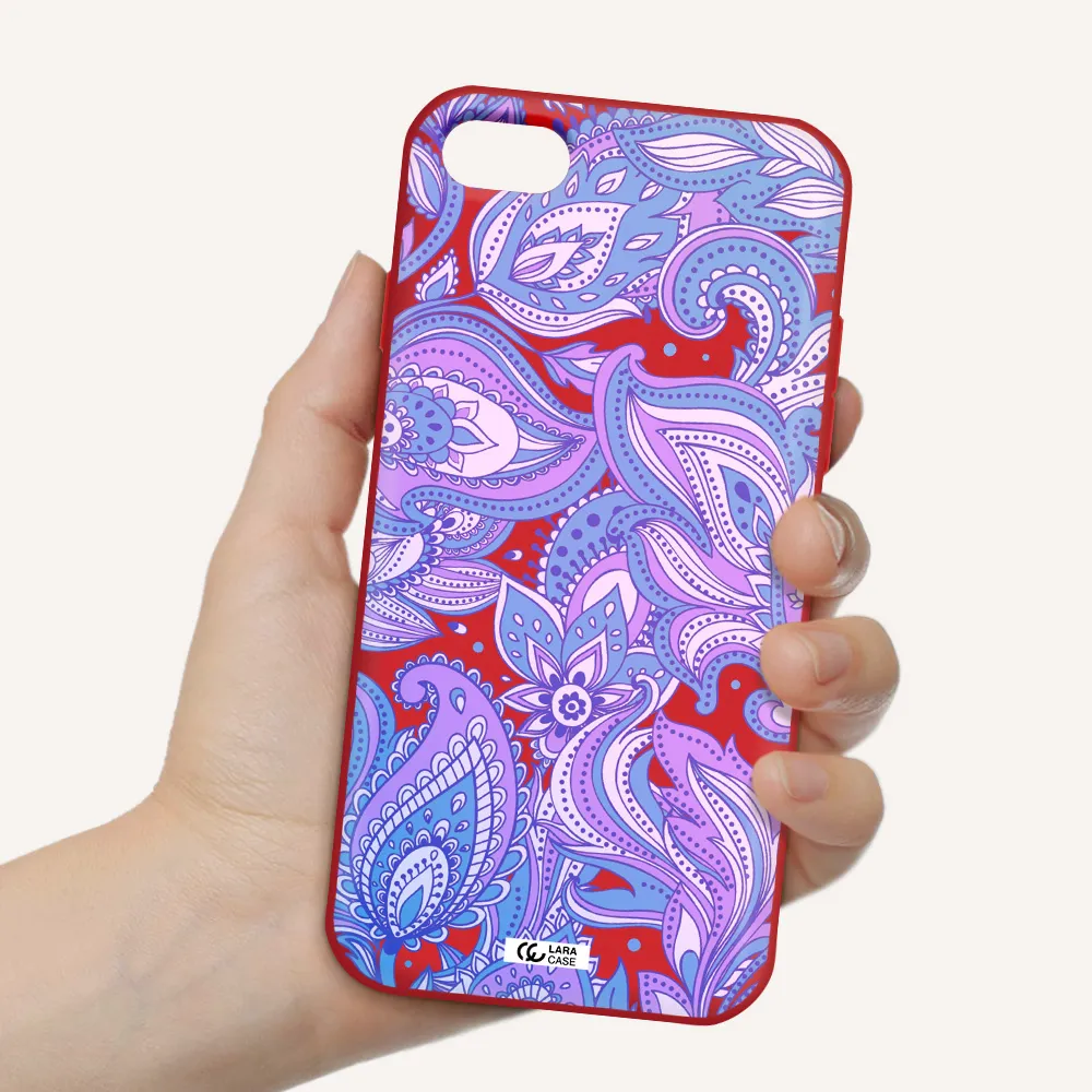 Purple Paisley Apple iPhone 7 Silicone Imperial Red Case