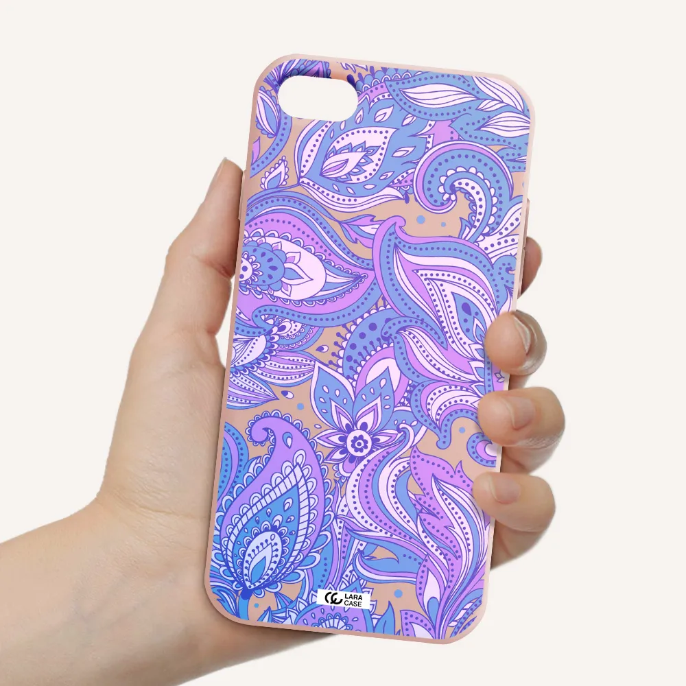 Purple Paisley Apple iPhone 7 Silicone pastel pink Case