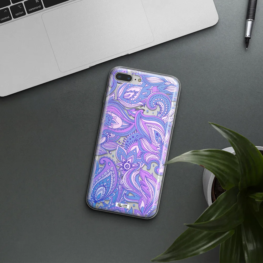 Purple Paisley Apple iPhone 8 plus Clear TPU Case
