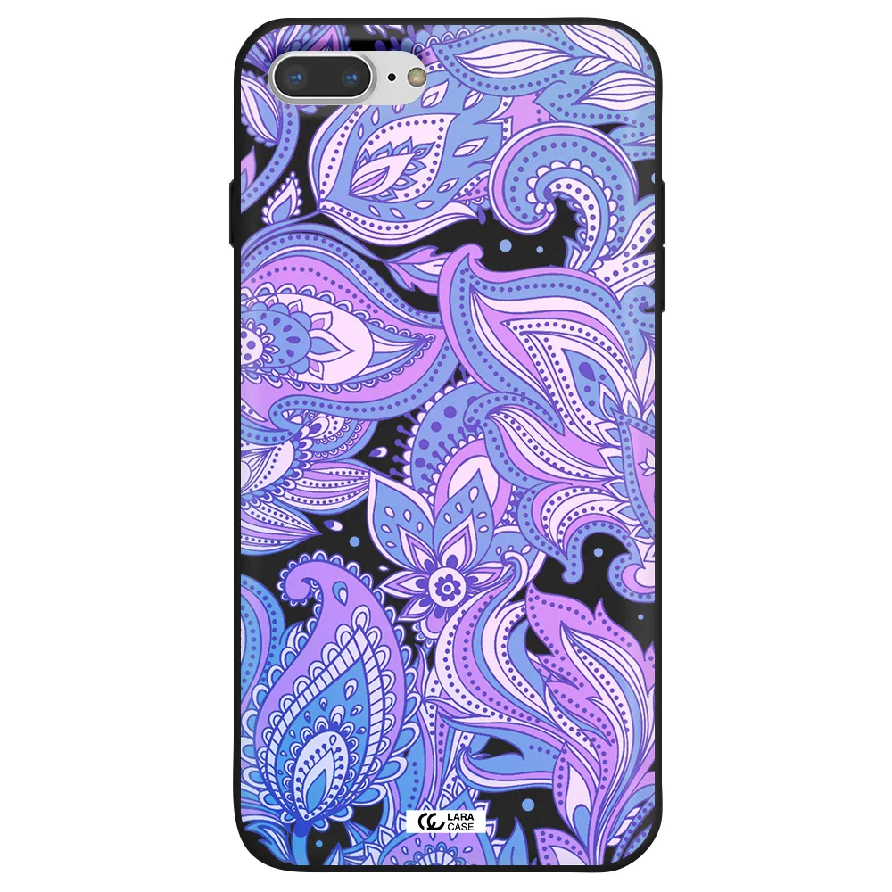 Purple Paisley Apple iPhone 8 plus Silicone black Case