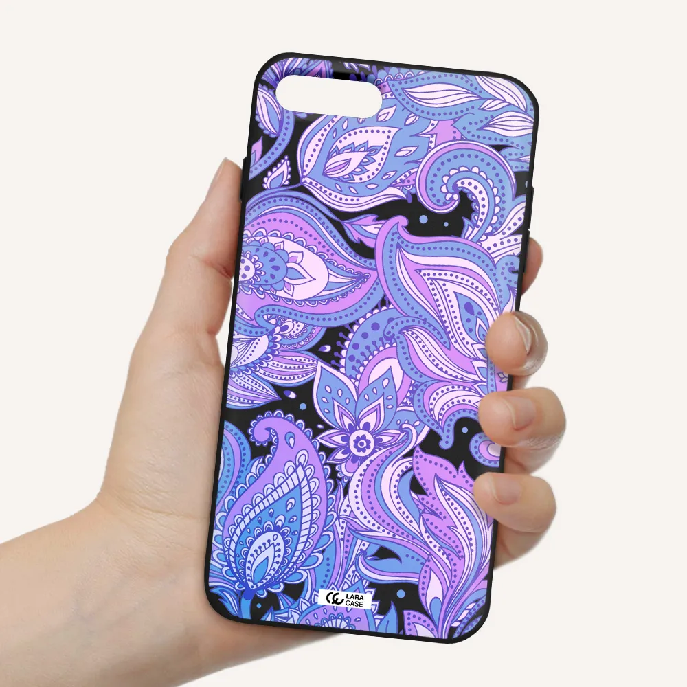 Purple Paisley Apple iPhone 8 plus Silicone black Case