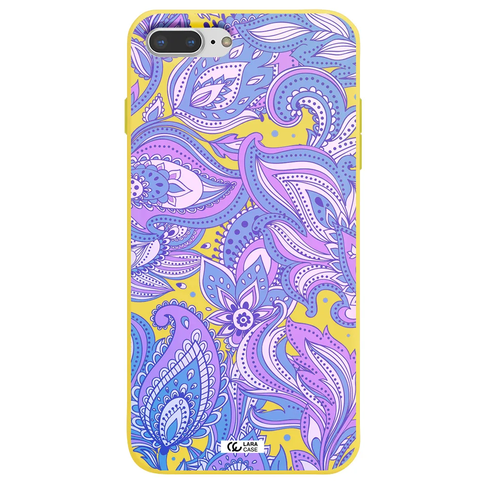Purple Paisley Apple iPhone 8 plus Silicone canary yellow Case