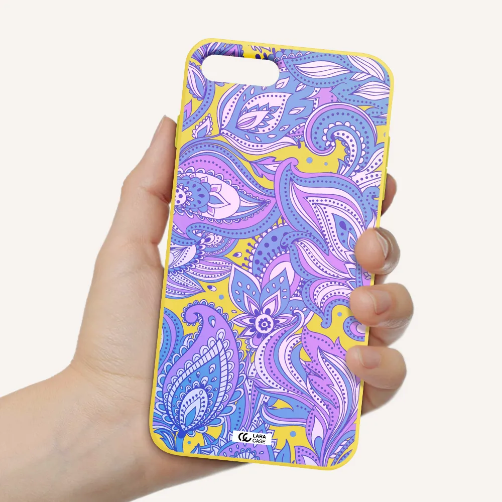 Purple Paisley Apple iPhone 8 plus Silicone canary yellow Case