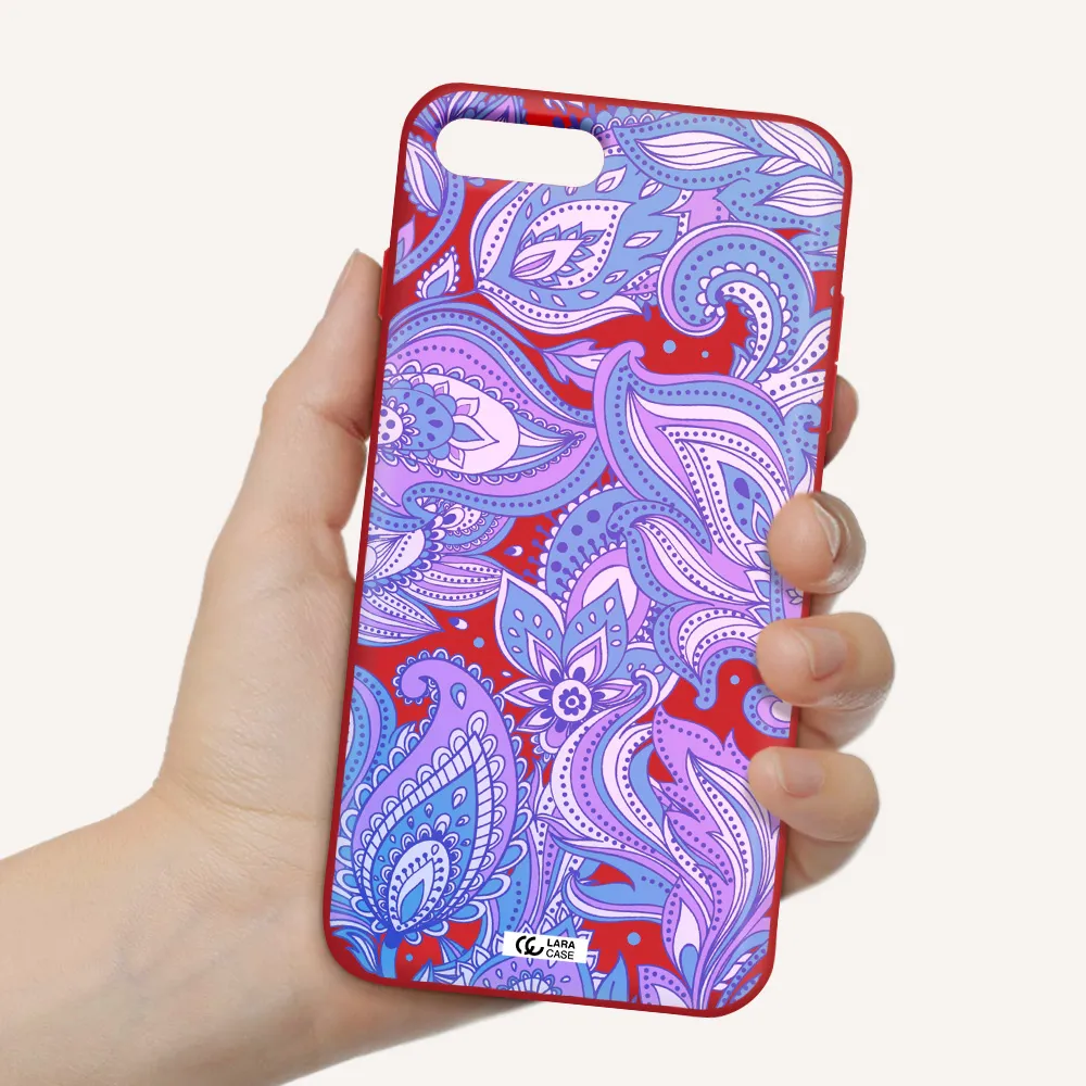 Purple Paisley Apple iPhone 8 plus Silicone Imperial Red Case