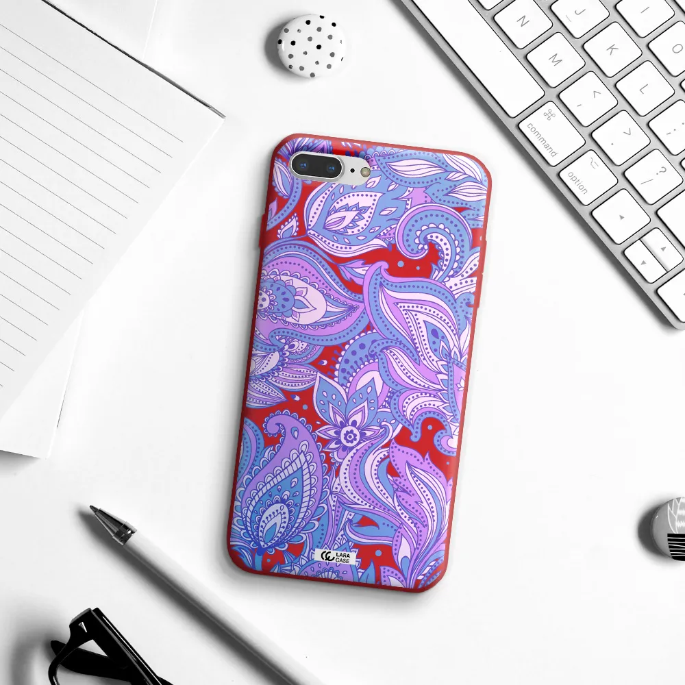 Purple Paisley Apple iPhone 8 plus Silicone Imperial Red Case
