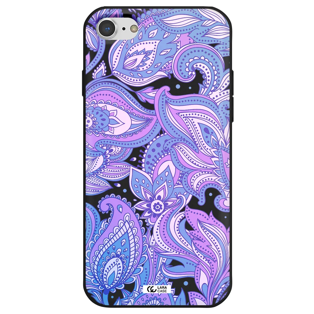 Purple Paisley Apple iPhone 8 Silicone black Case