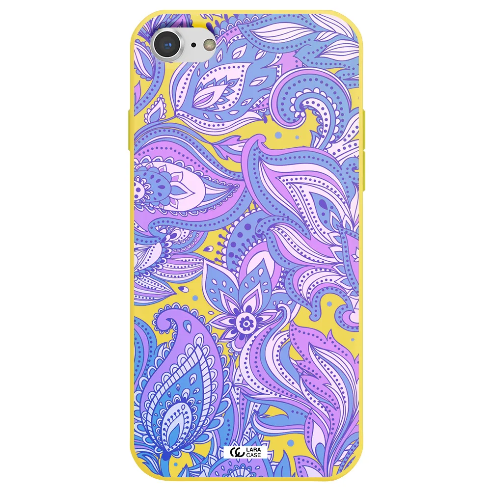 Purple Paisley Apple iPhone 8 Silicone canary yellow Case