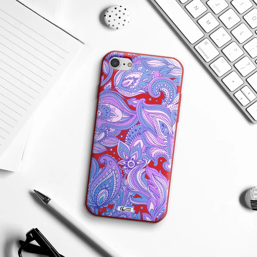 Purple Paisley Apple iPhone 8 Silicone Imperial Red Case
