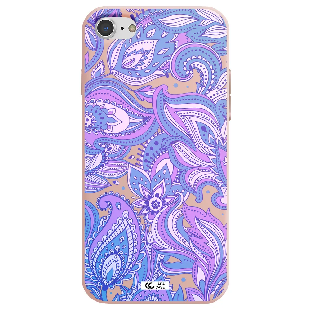Purple Paisley Apple iPhone 8 Silicone pastel pink Case
