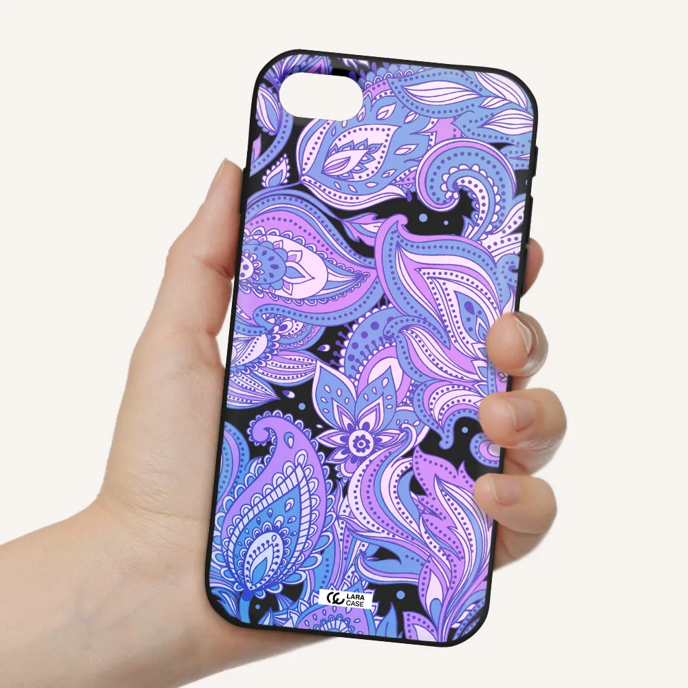 Purple Paisley Apple iPhone se 2020 Silicone black Case