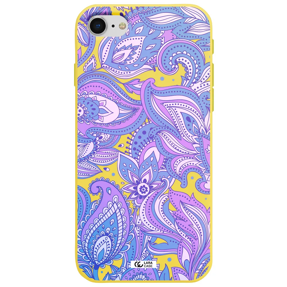 Purple Paisley Apple iPhone se 2020 Silicone canary yellow Case