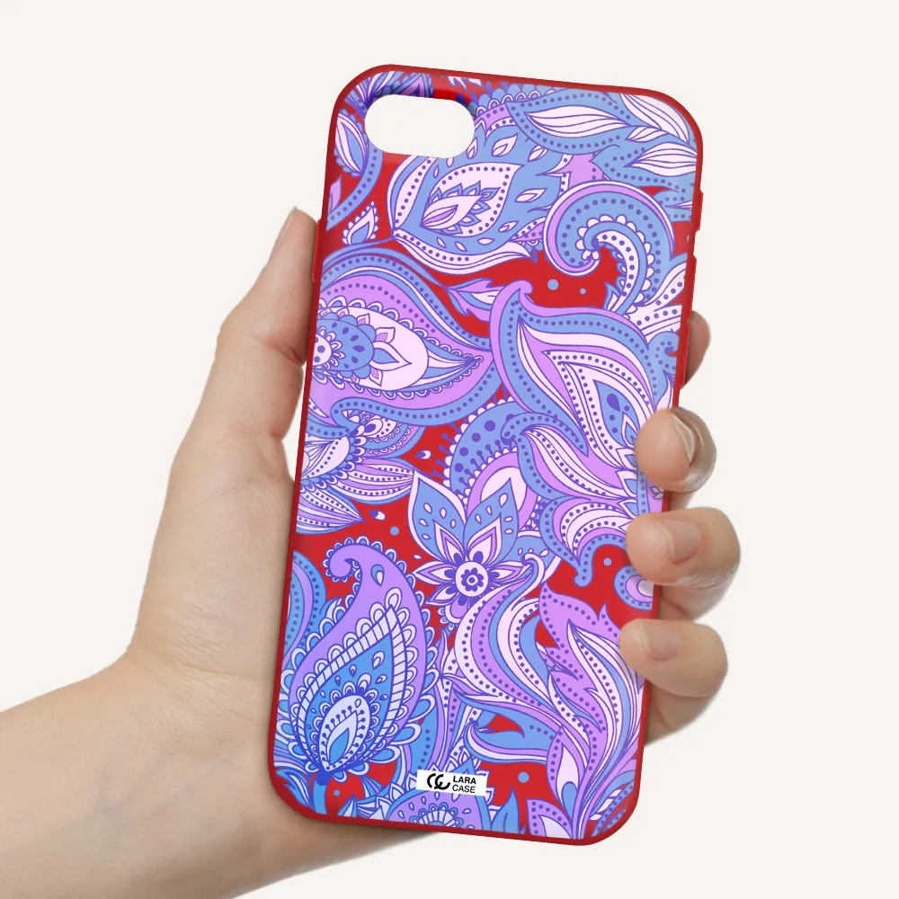 Purple Paisley Apple iPhone se 2020 Silicone Imperial Red Case