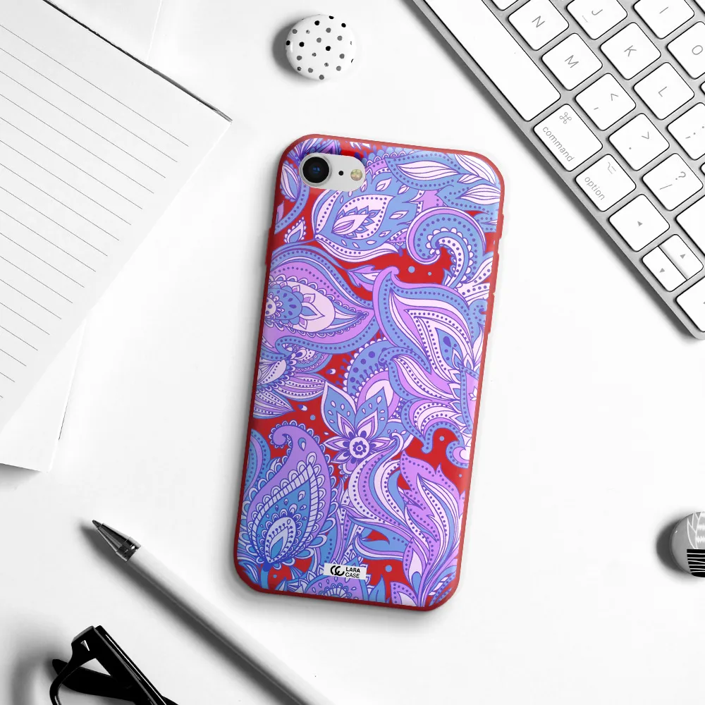 Purple Paisley Apple iPhone se 2020 Silicone Imperial Red Case