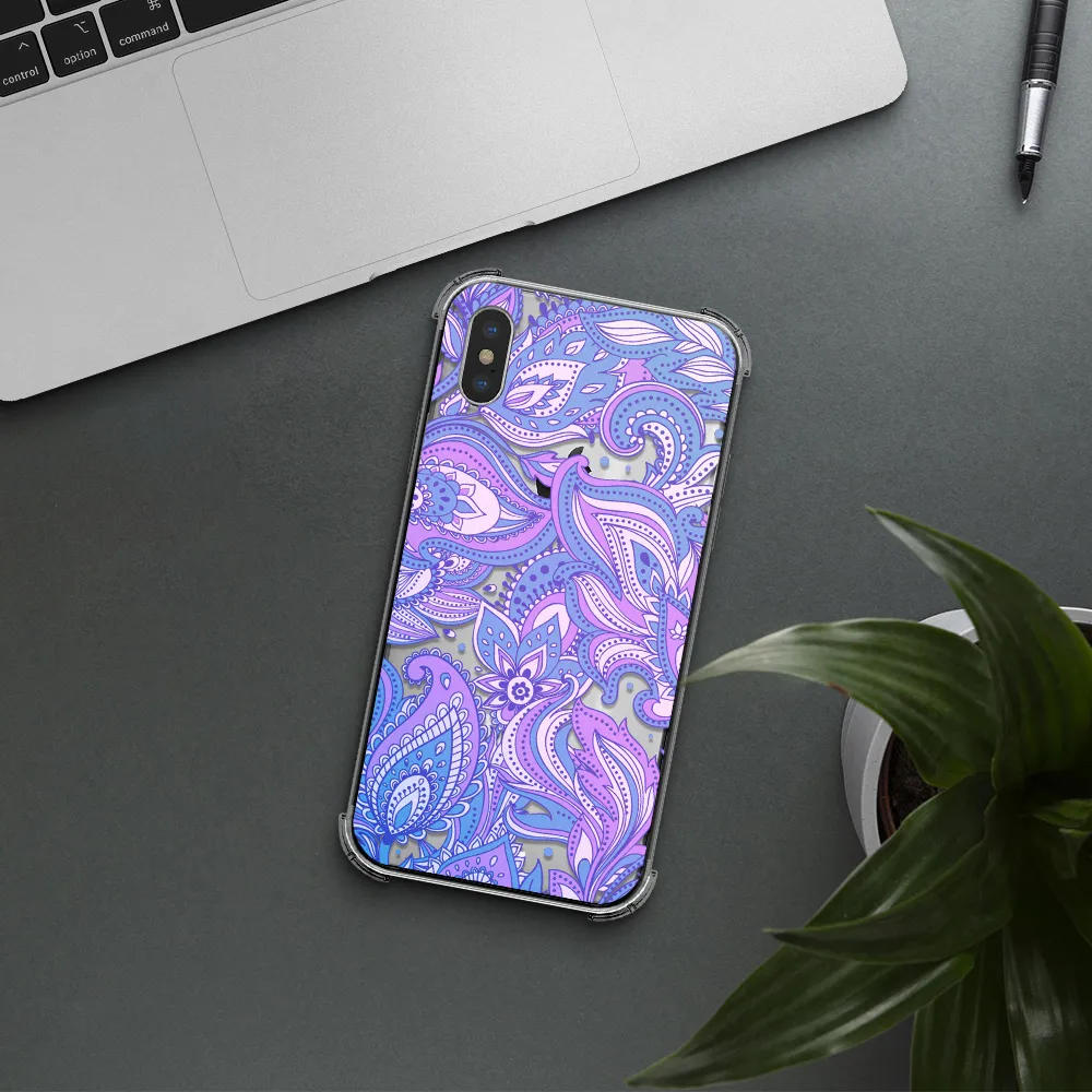 Purple Paisley Apple iPhone X Clear PC Case