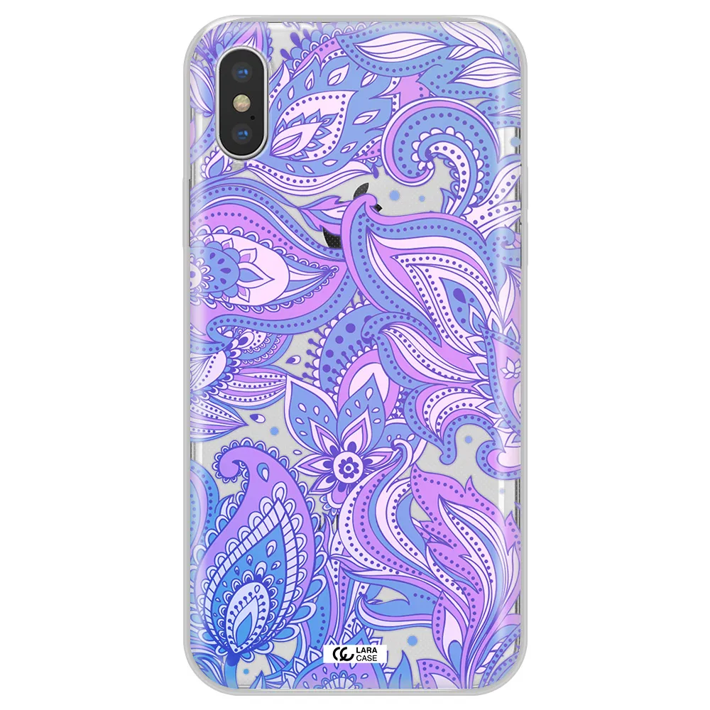 Purple Paisley Apple iPhone X Clear TPU Case