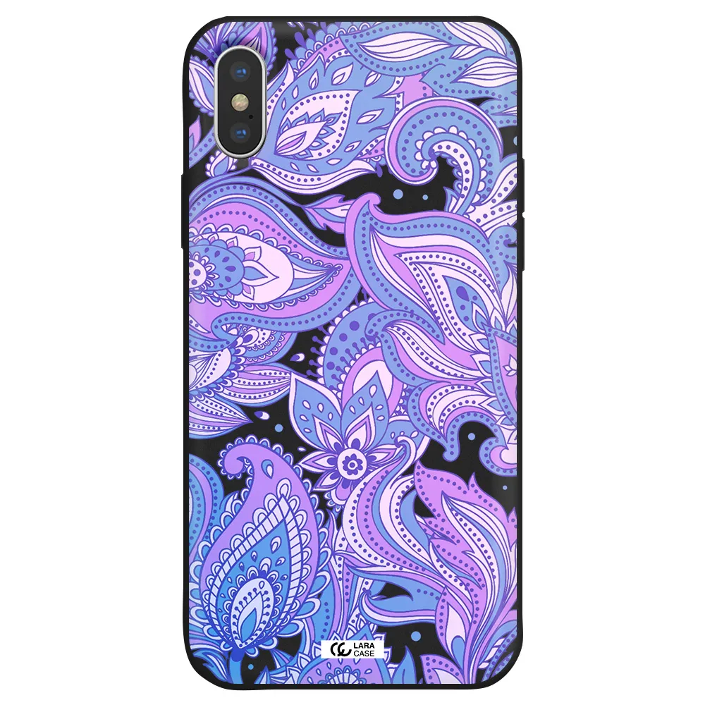 Purple Paisley Apple iPhone X Silicone black Case