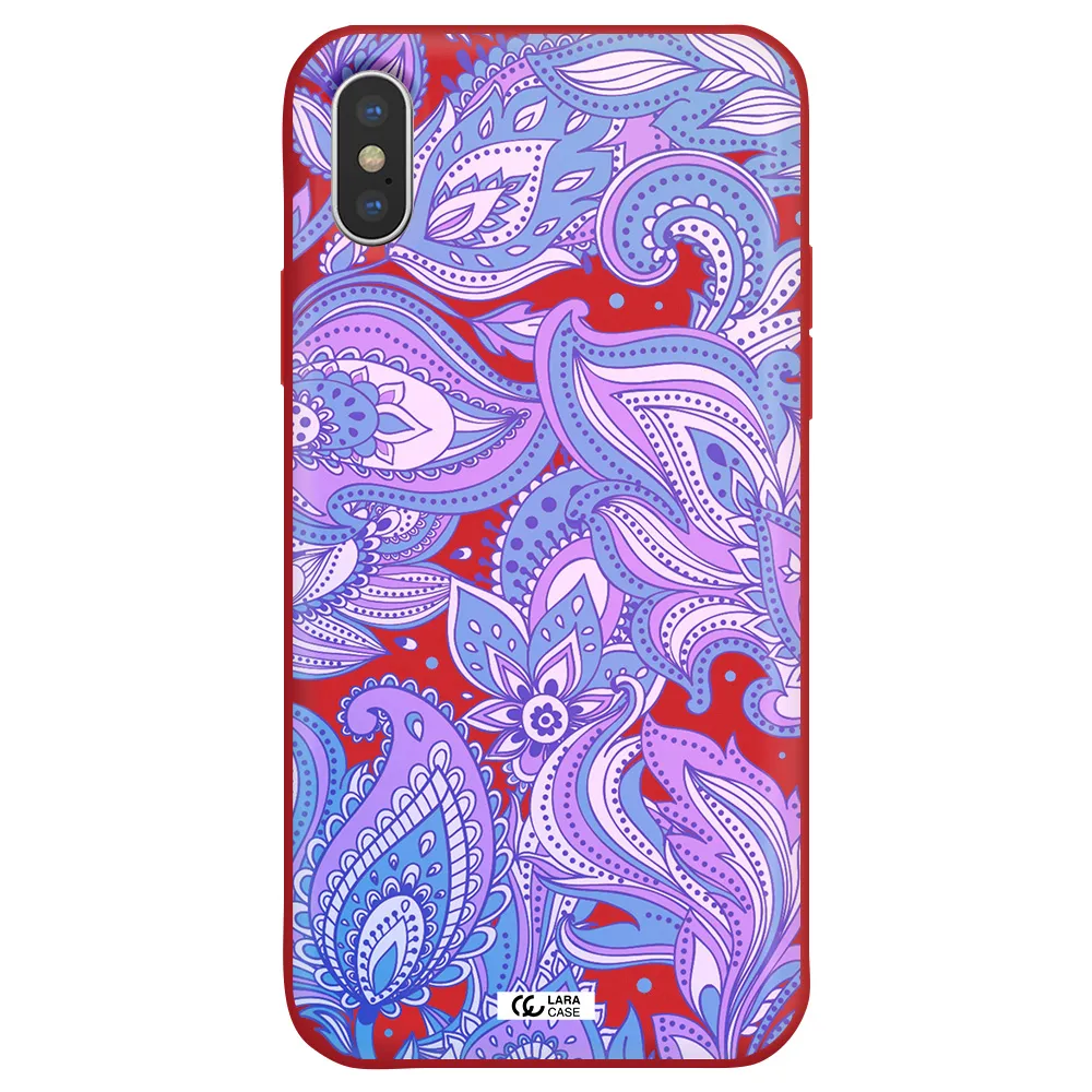 Purple Paisley Apple iPhone X Silicone Imperial Red Case