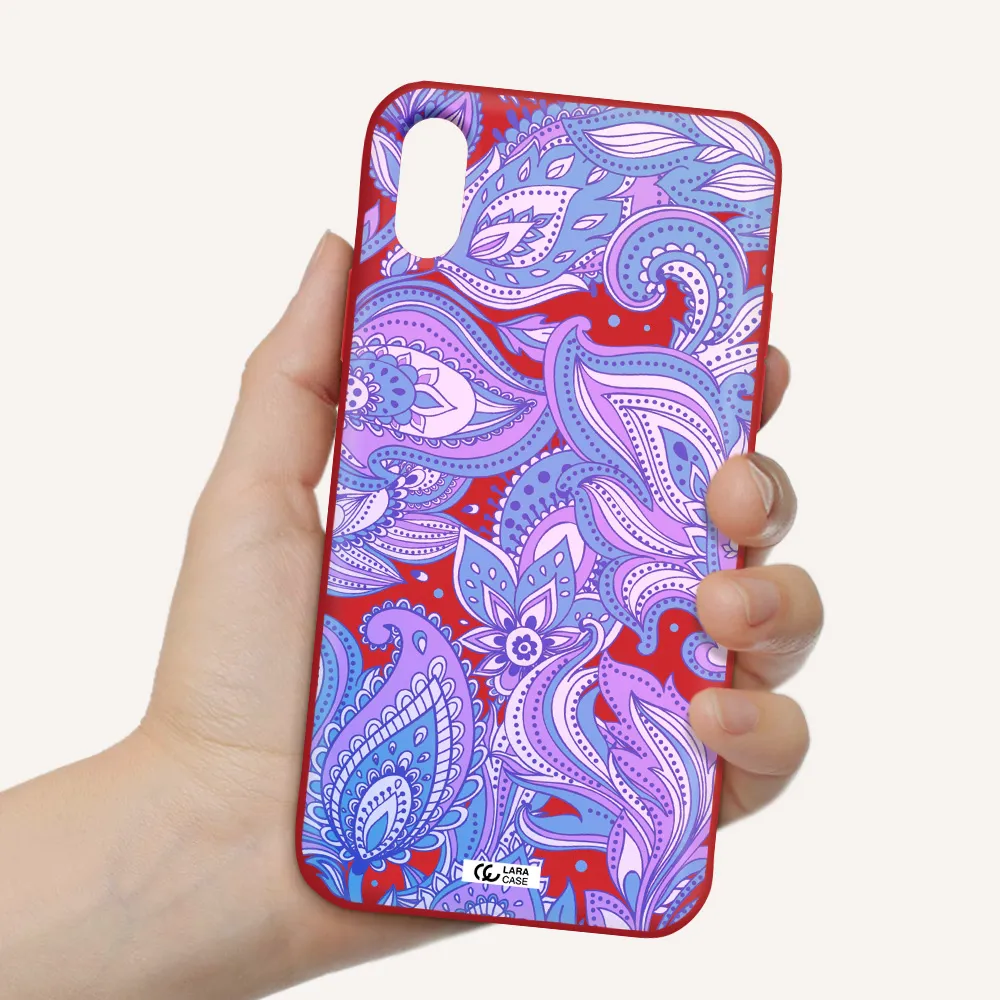 Purple Paisley Apple iPhone X Silicone Imperial Red Case